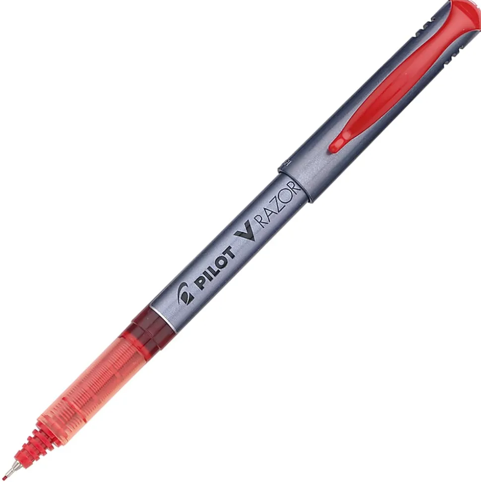 Pilot® Liquid Ink Razor Point Pens, Extra-Fine Point, 0.3 mm, Graphite Barrel, Red Ink, Pack Of 12 Pens
