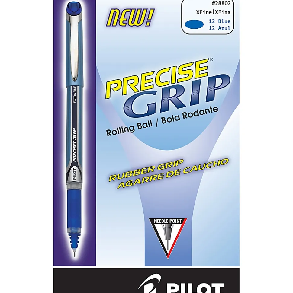 Pilot® Precise Grip™ Liquid Ink Rollerball Pens, Bold Point, 1.0 mm, Black Metallic Barrel, Black Ink, Pack Of 12 Pens