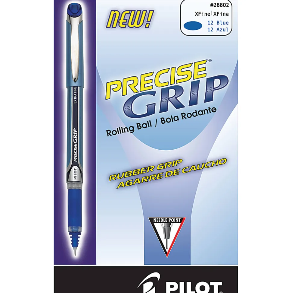 Pilot® Precise Grip™ Liquid Ink Rollerball Pens, Bold Point, 1.0 mm, Black Metallic Barrel, Black Ink, Pack Of 12 Pens