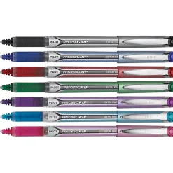 Pilot® Precise Grip™ Liquid Ink Rollerball Pens, Needle Point, 0.5 mm, Assorted Metallic Barrels, Assorted Ink Colors, Pack Of 7 Pens