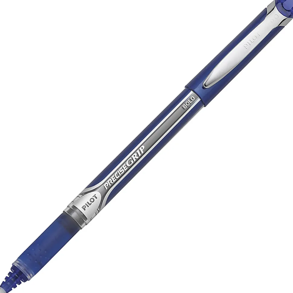 Pilot® Precise Grip™ Liquid Ink Rollerball Pens, Bold Point, 1.0 mm, Blue Metallic Barrel, Blue Ink, Pack Of 12 Pens