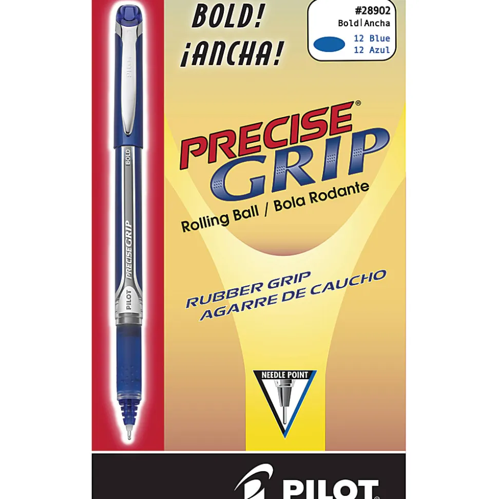 Pilot® Precise Grip™ Liquid Ink Rollerball Pens, Bold Point, 1.0 mm, Blue Metallic Barrel, Blue Ink, Pack Of 12 Pens