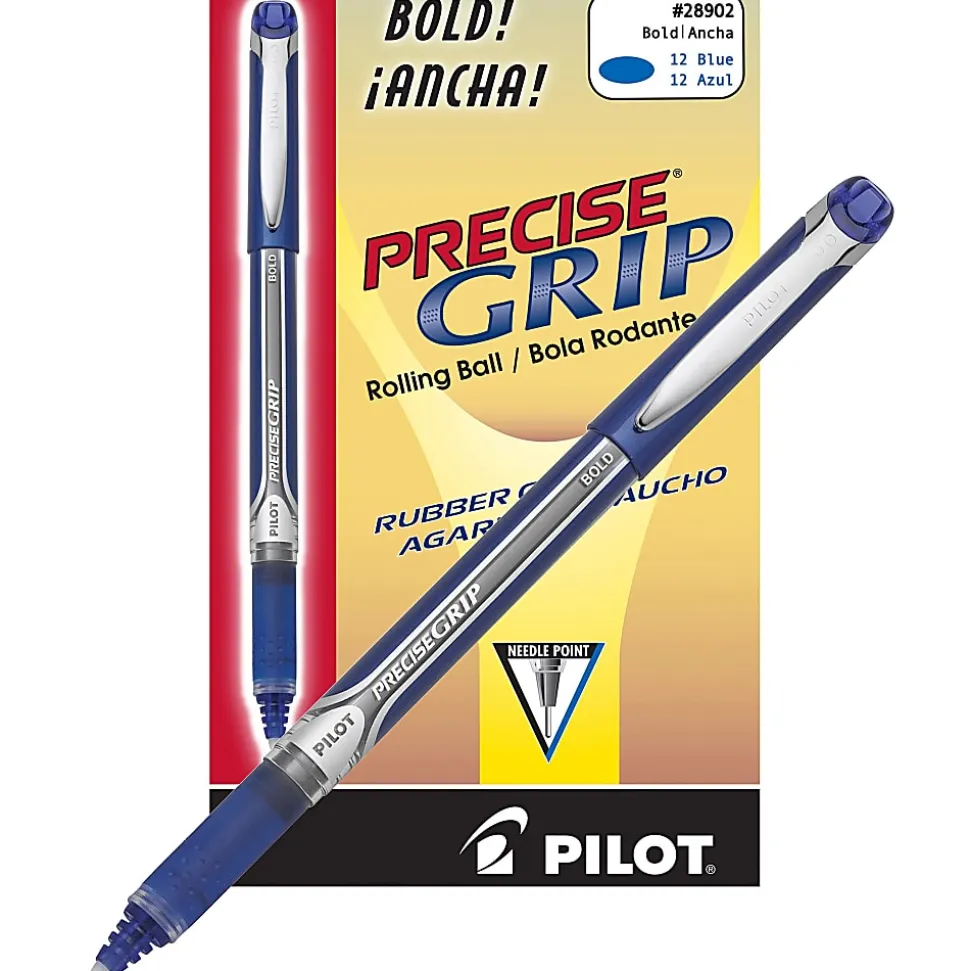 Pilot® Precise Grip™ Liquid Ink Rollerball Pens, Bold Point, 1.0 mm, Blue Metallic Barrel, Blue Ink, Pack Of 12 Pens