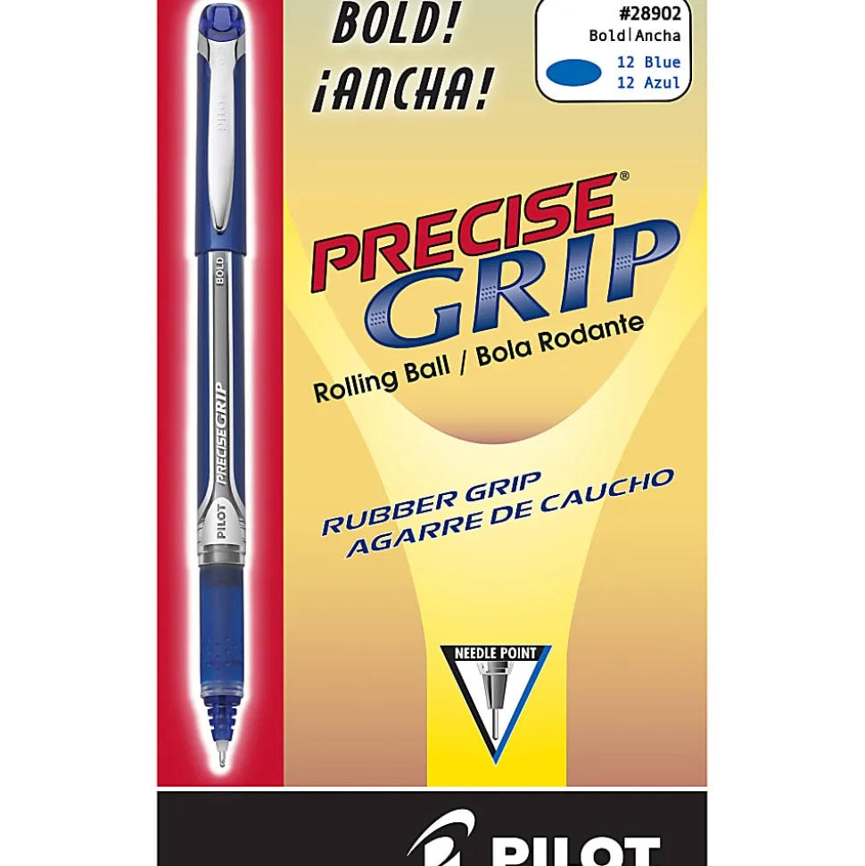 Pilot® Precise Grip™ Liquid Ink Rollerball Pens, Bold Point, 1.0 mm, Blue Metallic Barrel, Blue Ink, Pack Of 12 Pens
