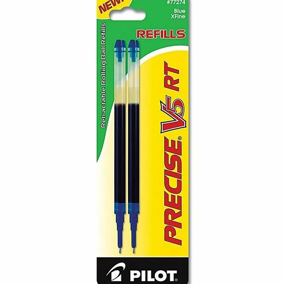Pilot® Precise™ Liquid Ink Retractable Rollerball Refills, V5, 0.5 mm, Extra-Fine Point, Blue, Pack Of 2