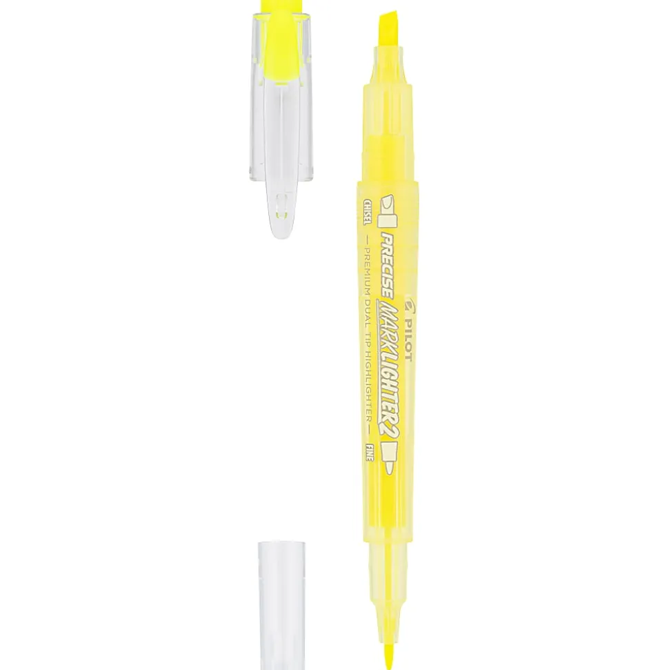 Pilot Precise Marklighter2 Dual Tip Highlighter, Chisel and Extra Fine Tip, Yellow