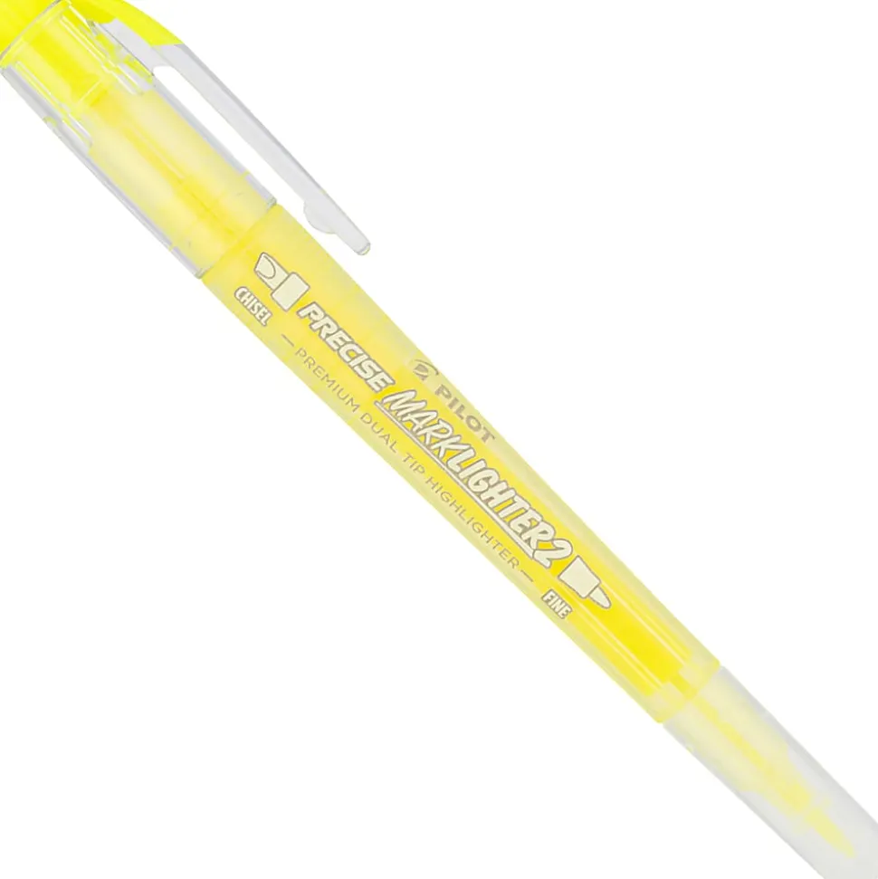 Pilot Precise Marklighter2 Dual Tip Highlighter, Chisel and Extra Fine Tip, Yellow