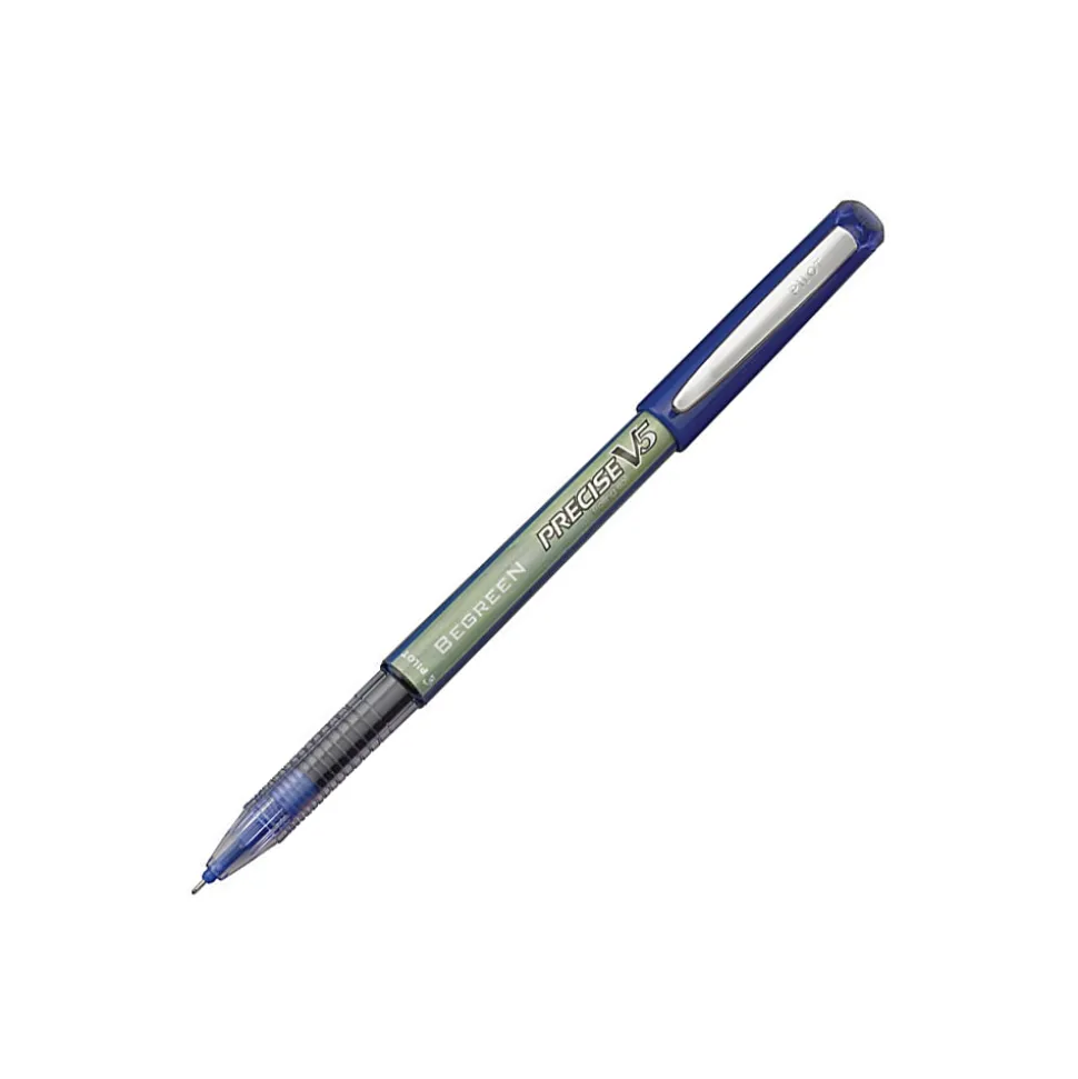 Pilot® Precise V5 BeGreen Rollerball Pens, Extra-Fine Point, 0.5 mm, 89% Recycled, Blue Barrel, Blue Ink, Pack Of 12