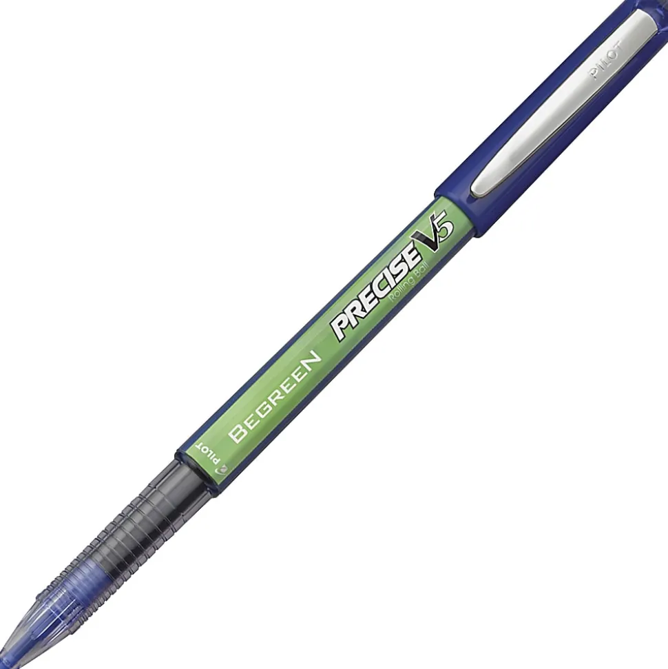Pilot® Precise V5 BeGreen Rollerball Pens, Extra-Fine Point, 0.5 mm, 89% Recycled, Blue Barrel, Blue Ink, Pack Of 12