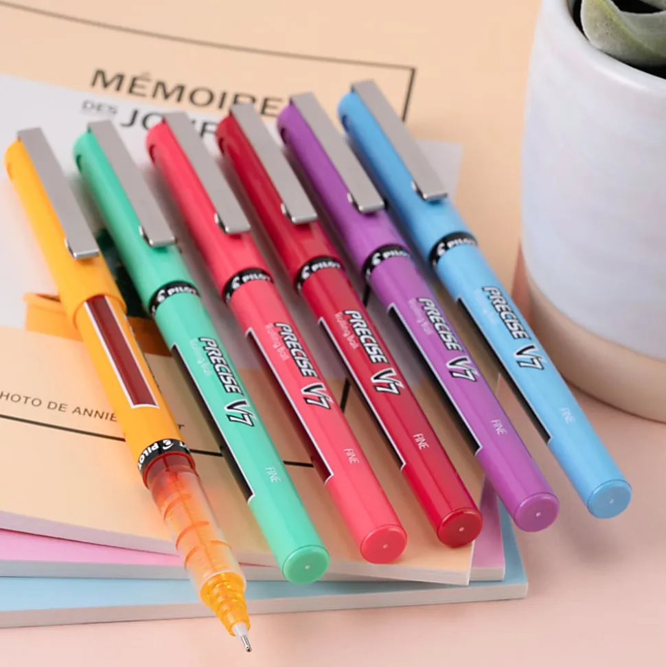 Pilot Precise V7 Harmony Rolling Ball Pens, Fine Point, 0.7 mm, Assorted, Pack Of 2 Pens