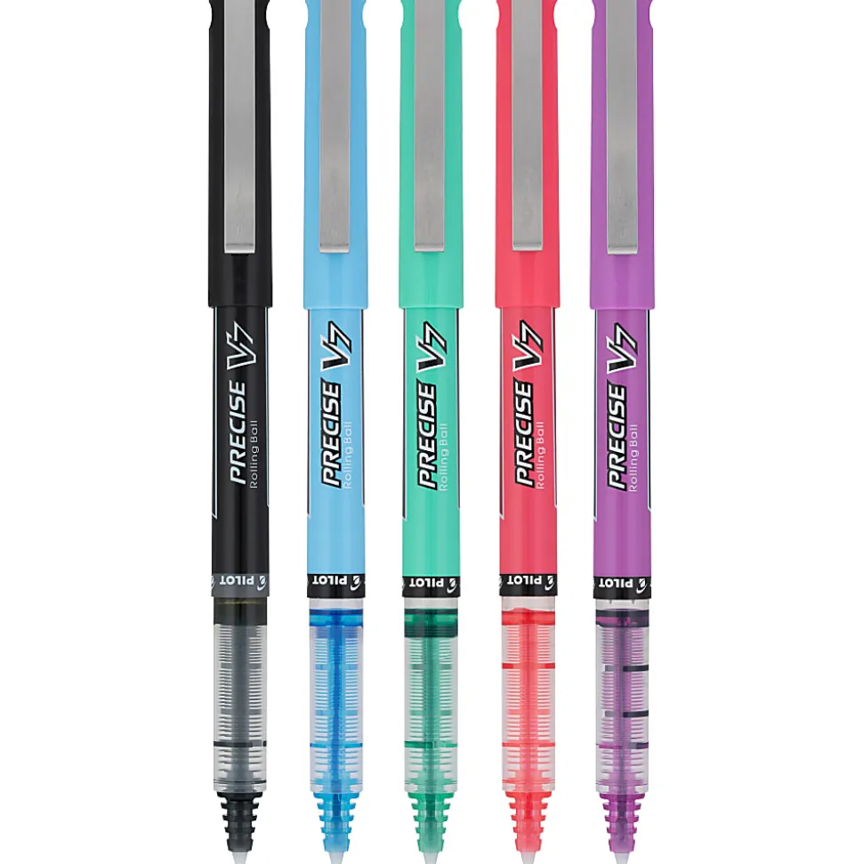 Pilot Precise V7 Harmony Rolling Ball Pens, Fine Point, 0.7mm, Assorted Barrels, Assorted Inks, Pack of 5 Pens