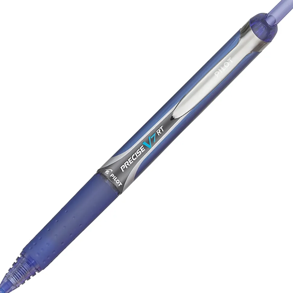 Pilot® Precise™ V7 Liquid Ink Retractable Rollerball Pens, Fine Point, 0.7 mm, Assorted Barrels, Blue Ink, Pack Of 12 Pens