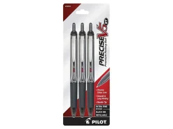 Pilot® Precise⢠V5 Liquid Ink Retractable Rollerball Pens, Extra-Fine Point, 0.5mm, Black Barrel, Black Ink, Pack Of 3