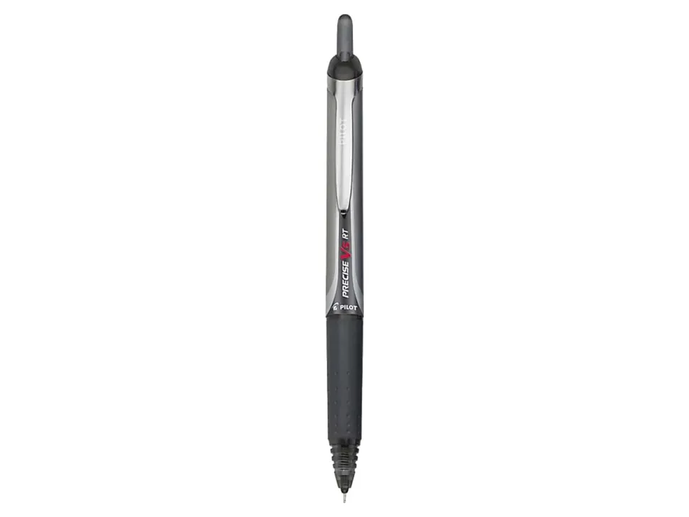 Pilot® Precise™ V5 Liquid Ink Retractable Rollerball Pens, Extra-Fine Point, 0.5mm, Black Barrel, Black Ink, Pack Of 3