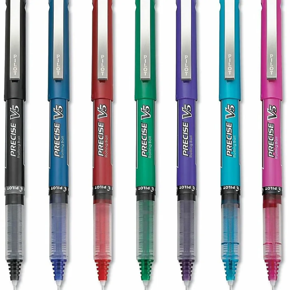 Pilot® Precise™ V5 Liquid Ink Rollerball Pens, Extra Fine Point, 0.5 mm, Assorted Barrels, Assorted Ink Colors, Pack Of 7