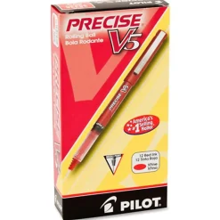 Pilot® Precise™ V5 Liquid Ink Rollerball Pens, Extra Fine Point, 0.5 mm, Red Barrel, Red Ink, Pack Of 12