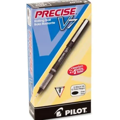 Pilot® Precise™ V7 Liquid Ink Rollerball Pens, Fine Point, 0.7 mm, Black Barrel, Black Ink, Pack Of 12