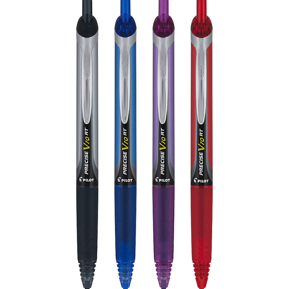 Pilot Precise V10 Retractable Rolling Ball Pens, Bold Point, 1.0 mm, Assorted, Pack Of 4 Pens