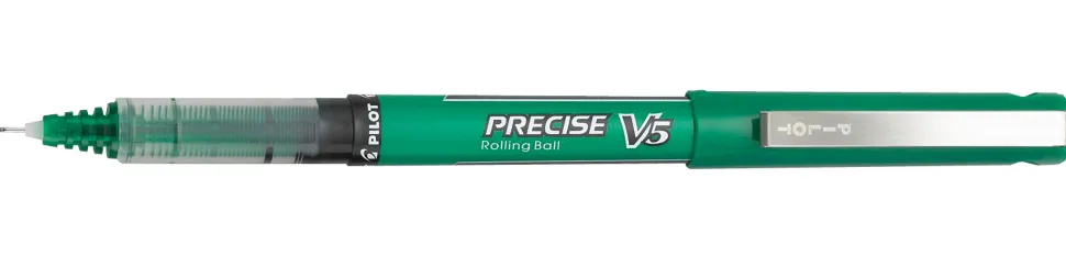 Pilot® Precise V5 Rollerball Pens, Extra-Fine Point, Green Ink, Pack Of 12 Pens