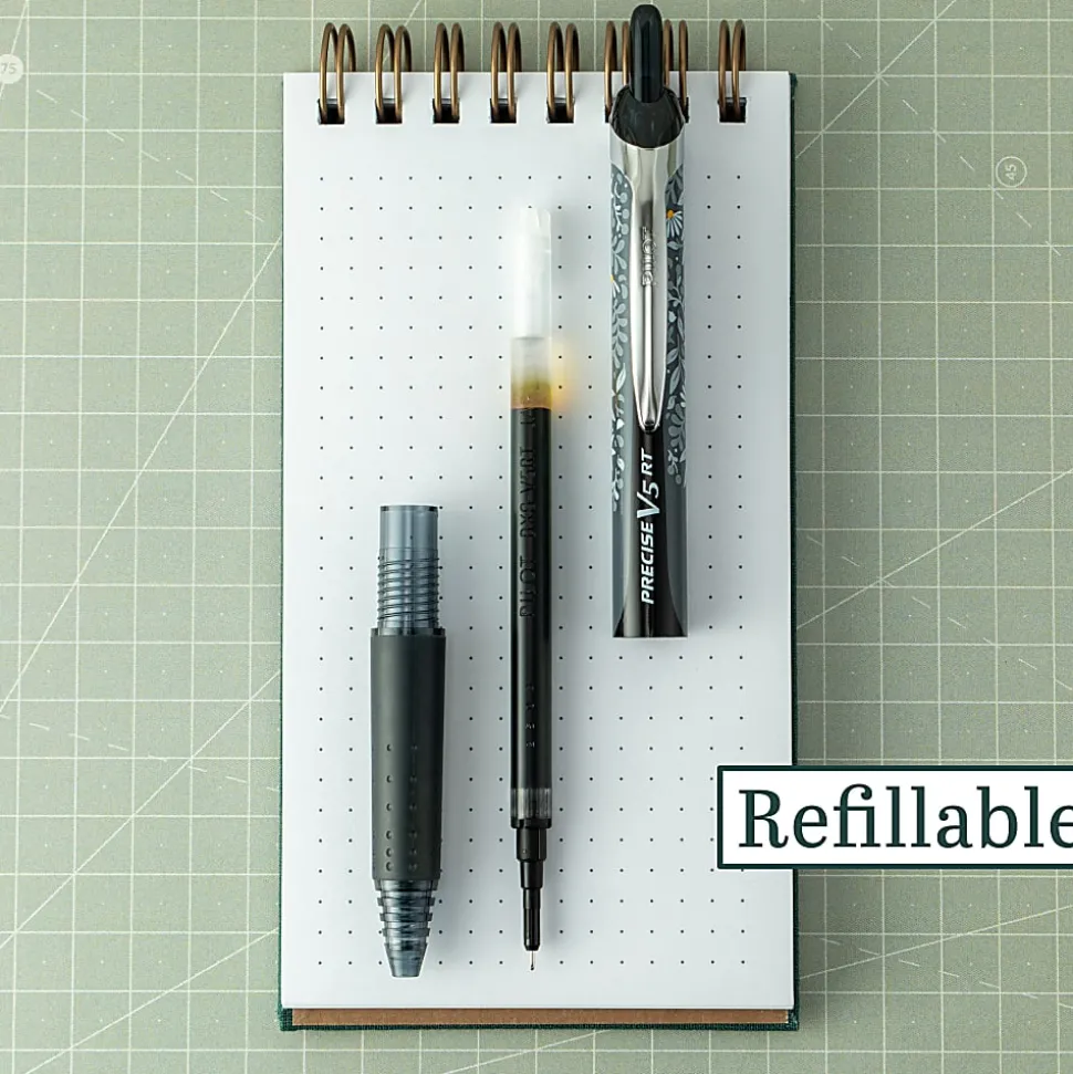 Pilot Precise V5 RT Floral Pen, Extra Fine Point, 0.5mm, Black Barrel, Black Ink, Single Pen