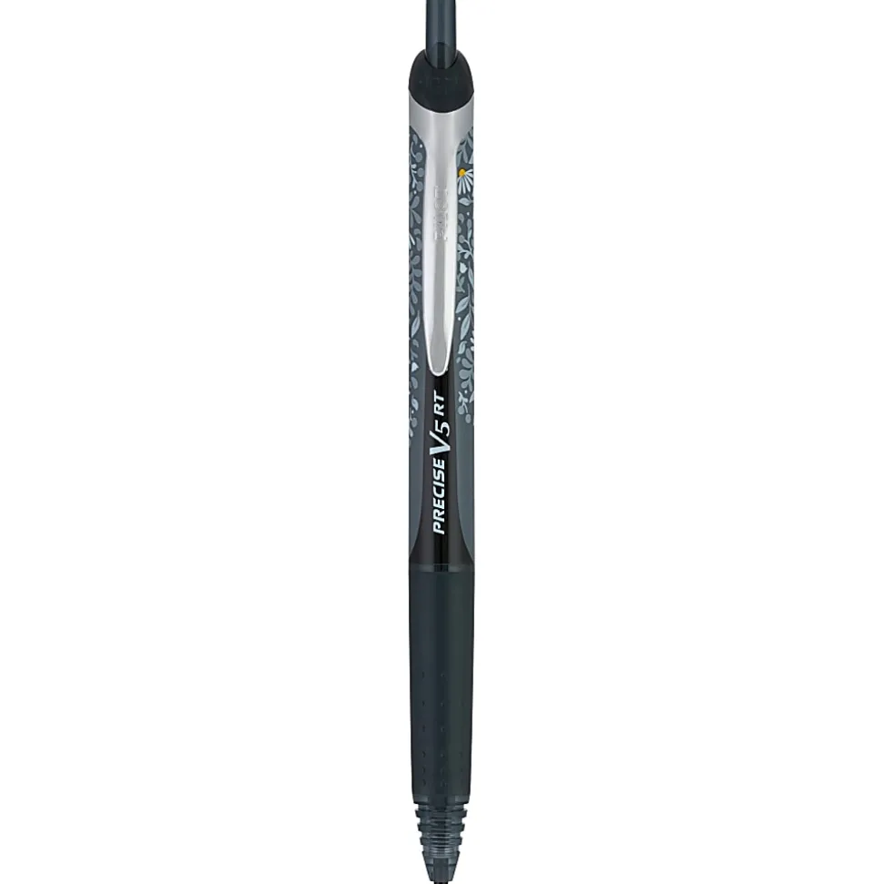 Pilot Precise V5 RT Floral Pen, Extra Fine Point, 0.5mm, Black Barrel, Black Ink, Single Pen