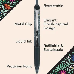 Pilot Precise V5 RT Floral Pens, Extra Fine Point, 0.5mm, Assorted Inks, Pack of 4 Pens