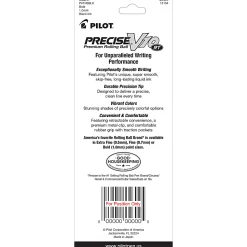 Pilot Precise V10 RT Gel Ink Rolling Ball Pens, Bold Point, 1.0mm, Silver Barrel, Black Ink, Pack of 3 Pens