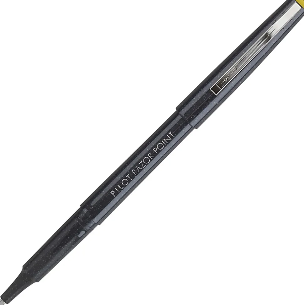 Pilot® Razor Point Pens, Extra-Fine Point, 0.3 mm, Black Barrel, Black Ink, Pack Of 12 Pens