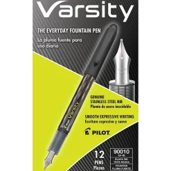 Pilot® Varsity Disposable Fountain Pen, Medium Point, Black Barrel, Black Ink