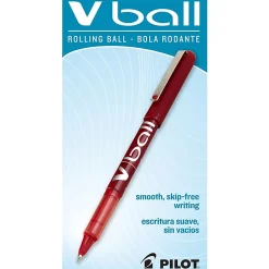 Pilot® V-Ball™ Liquid Ink Rollerball Pens, Extra Fine Point, 0.5 mm, Red Barrel, Red Ink, Pack Of 12 Pens