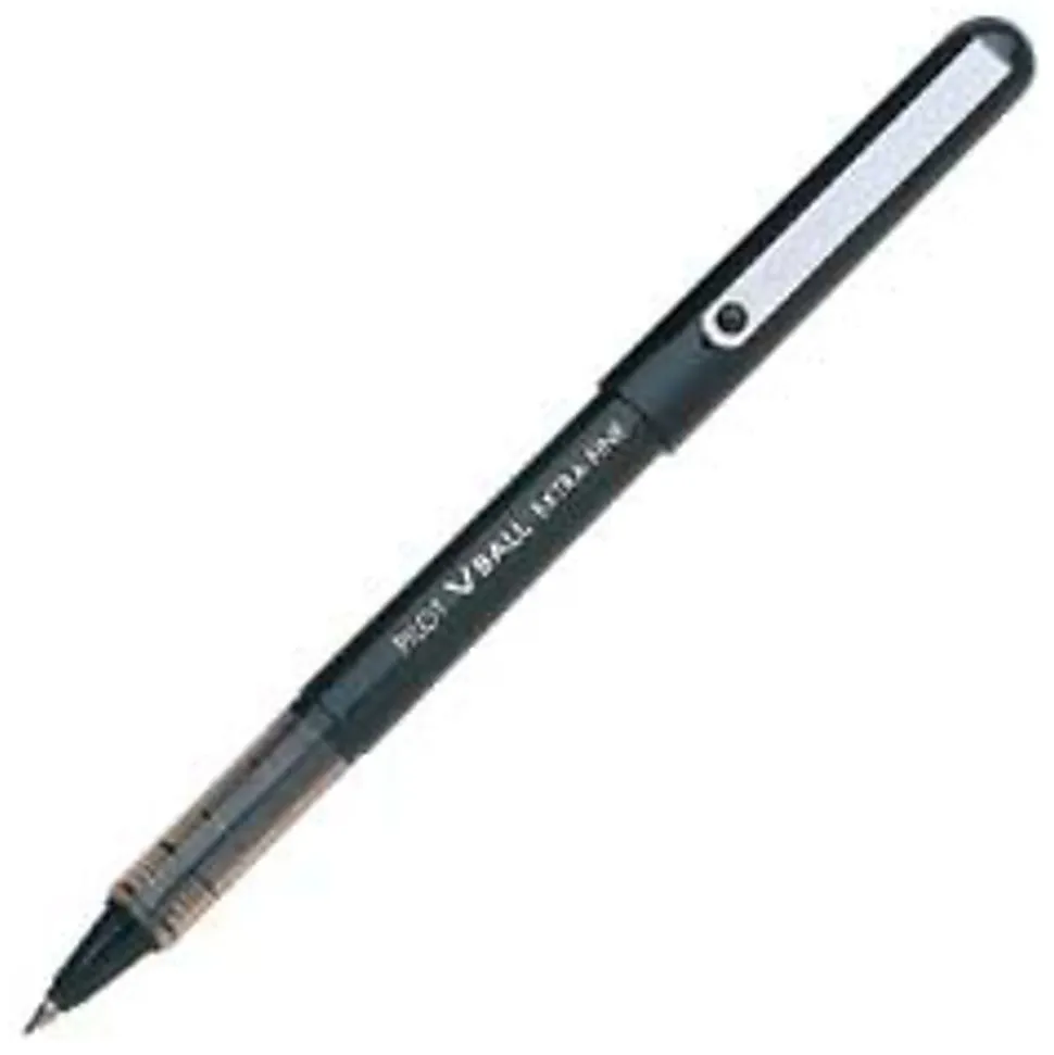 Pilot® V-Ball™ Liquid Ink Rollerball Pens, Extra Fine Point, 0.5 mm, Black Barrel, Black Ink, Pack Of 12 Pens