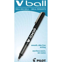 Pilot® V-Ball™ Liquid Ink Rollerball Pens, Extra Fine Point, 0.5 mm, Black Barrel, Black Ink, Pack Of 12 Pens