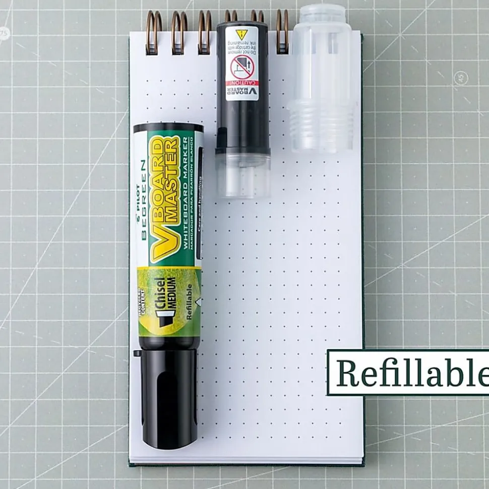Pilot VBoard Master BeGreen Dry-Erase Markers, Chisel Point, 93% Recycled, Assorted inks, Pack of 5 Markers