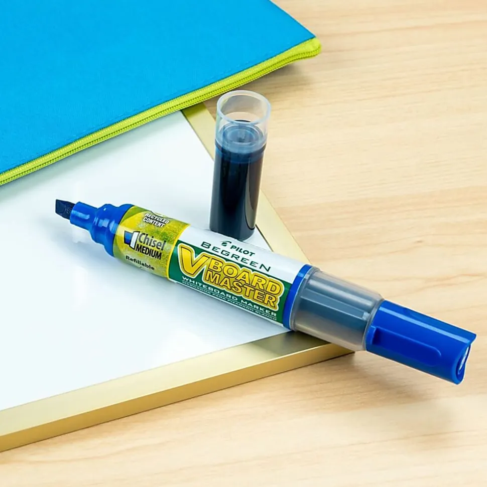 Pilot VBoard Master BeGreen Dry-Erase Markers, Chisel Point, 93% Recycled, Assorted inks, Pack of 5 Markers