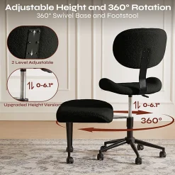 PINMOCO Ergonomic Fabric Office Chair For Cross-Legged Sitting, Black, H200470DBLTD