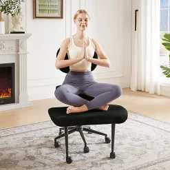 PINMOCO Ergonomic Fabric Office Chair For Cross-Legged Sitting, Black, H200470DBLTD