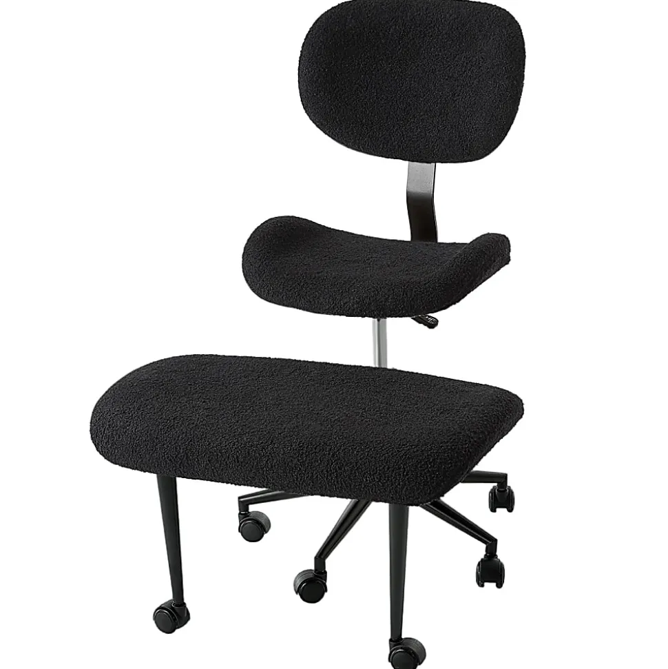 PINMOCO Ergonomic Fabric Office Chair For Cross-Legged Sitting, Black, H200470DBLTD
