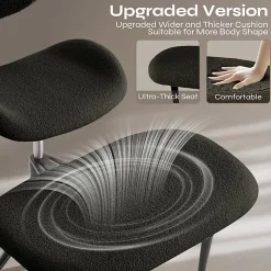 PINMOCO Ergonomic Fabric Office Chair For Cross-Legged Sitting, Black, H200470DBLTD