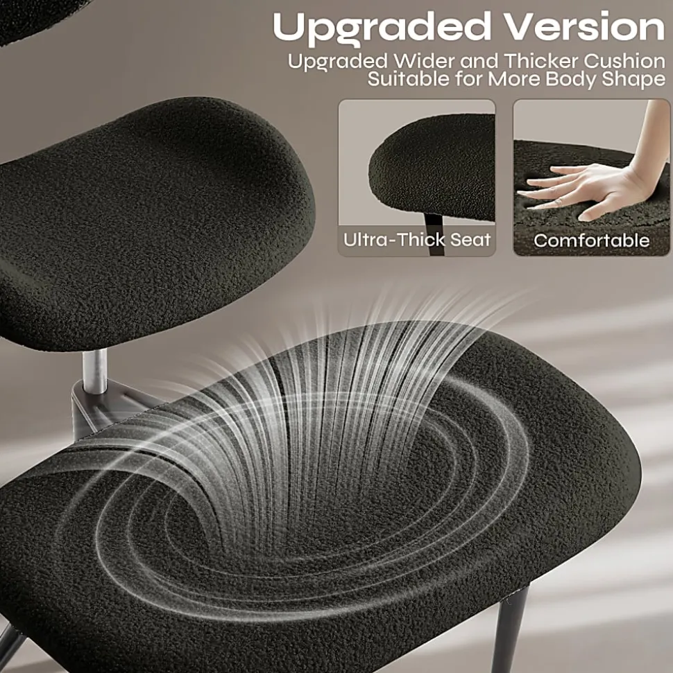 PINMOCO Ergonomic Fabric Office Chair For Cross-Legged Sitting, Black, H200470DBLTD