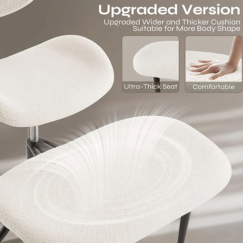 PINMOCO Ergonomic Fabric Office Chair For Cross-Legged Sitting, Off-White, H200470DOWTD