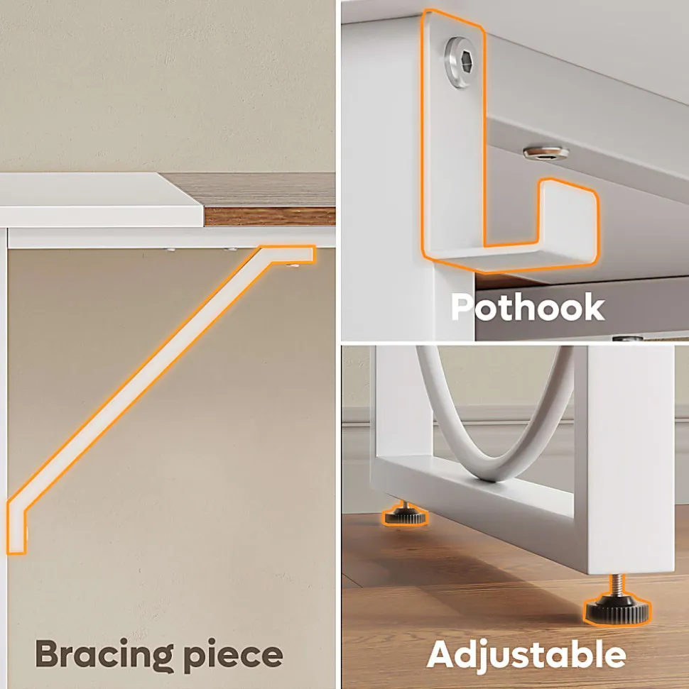 Pinmoco 63"W Executive Computer Desk, White