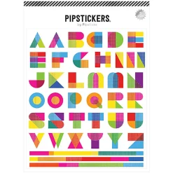 Pipsticks Big Alphabet Stickers, 6" x 7", Geometric Color Mix, Pack Of 5 Sheets
