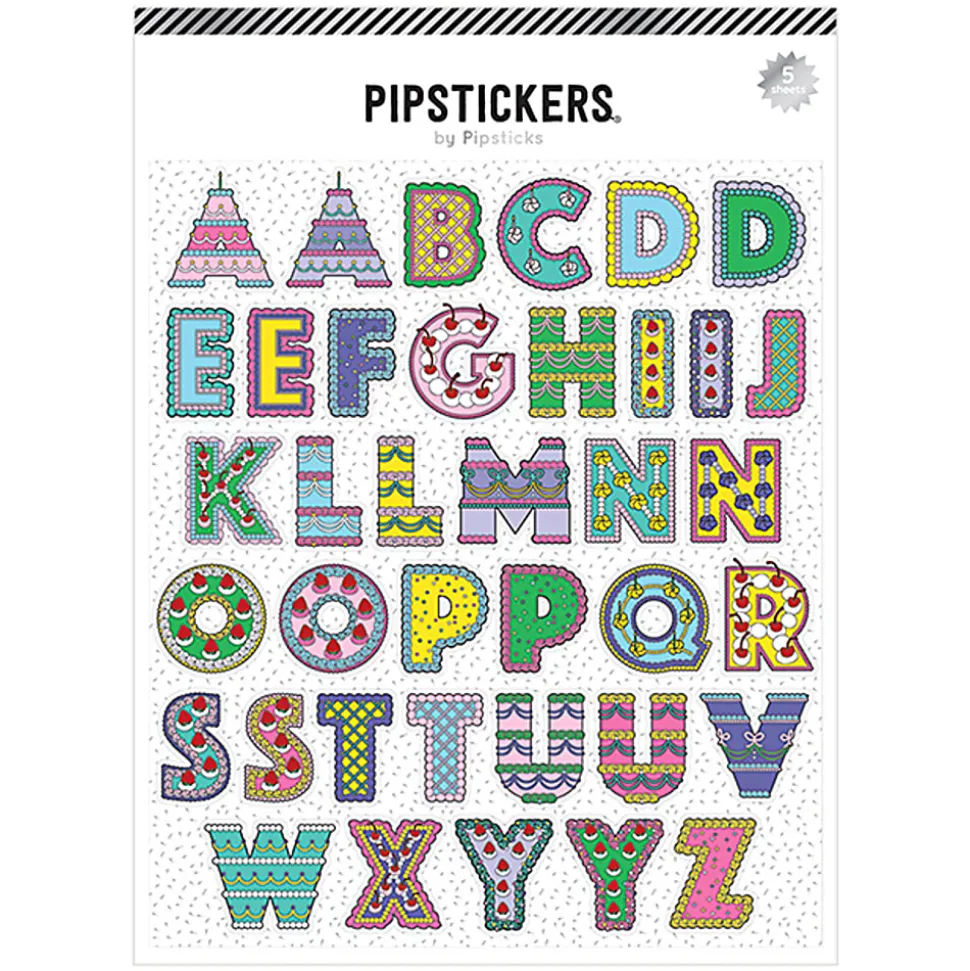 Pipsticks Big Alphabet Stickers, 6" x 7", Icing On The Cake, Pack Of 5 Sheets