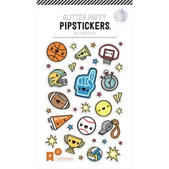 Pipsticks Puffy Stickers, 4" x 6", Good Sports Glitter