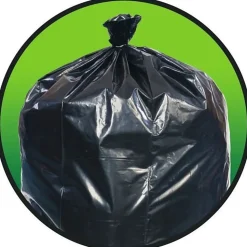 Pitt Plastics Eco•Strong™ 1.5-mil Can Liners, 56 Gallons, 44" x 55", Black, 10 Bags Per Roll, Case Of 10 Rolls