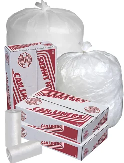 Pitt Plastics HD 14-micron Can Liners, 40 - 45 Gallons, 0.55 mil, 48" x 40", Natural, Pack Of 250 Liners