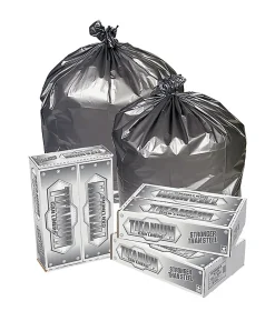 Pitt Plastics Titanium 1.7-mil Can Liners, 55 - 60 Gallons, 39" x 57", Silver, Pack Of 50