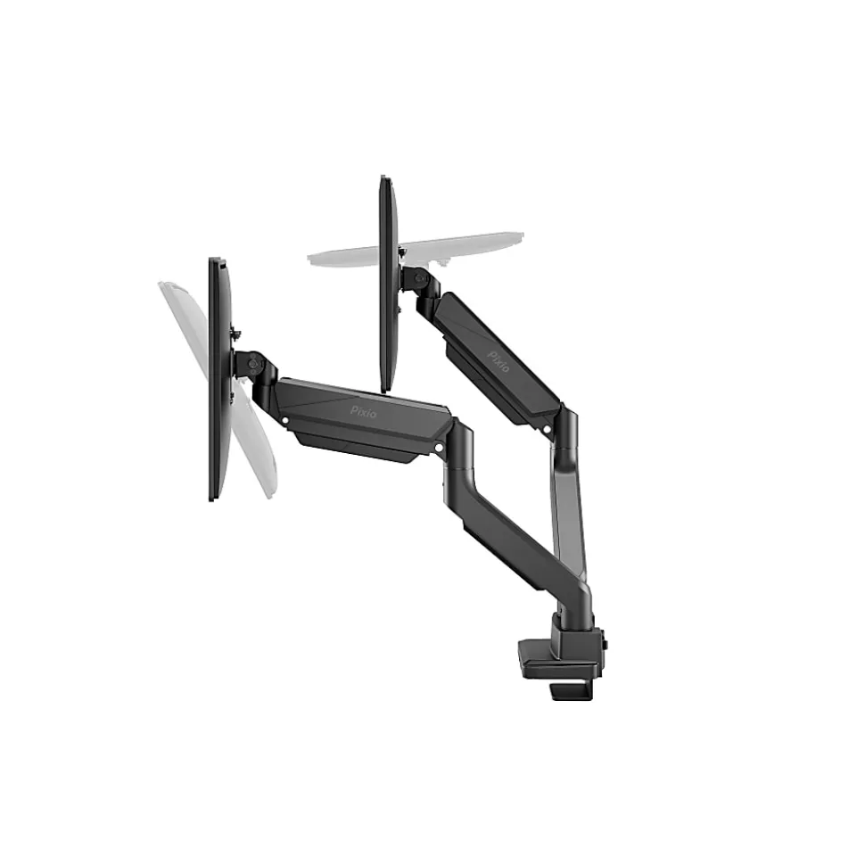 Pixio PS2D Heavy-Duty Premium Gas-Spring Dual-Monitor Arm for Monitors up to 35" with Full-Articulation, Black