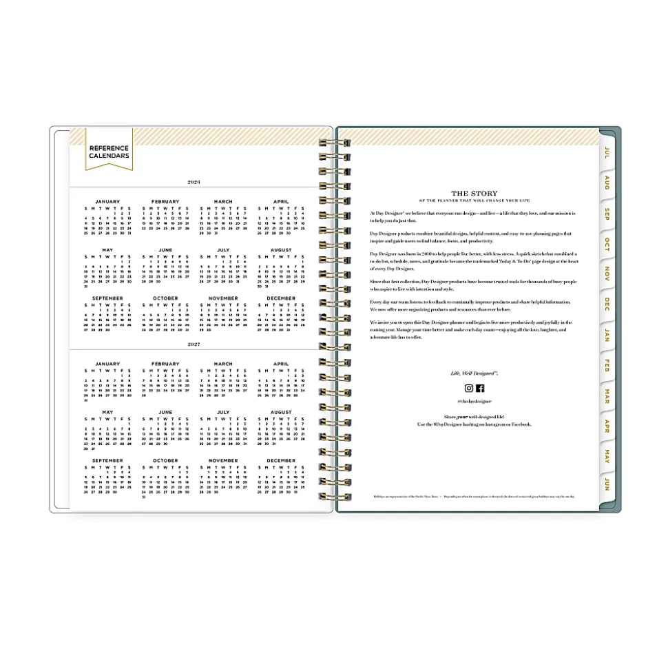 Planner Notes DD Scattered Leaves Green 5.875x8.625 AY26–27
