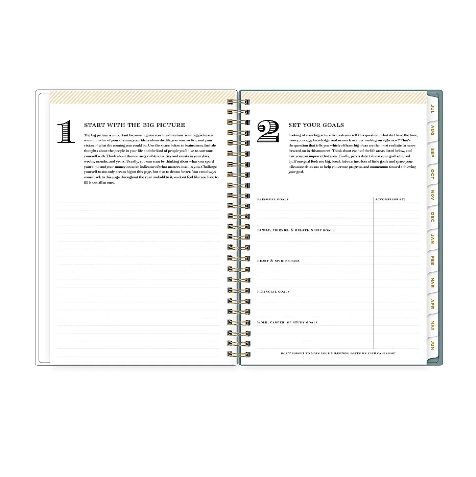 Planner Notes DD Scattered Leaves Green 5.875x8.625 AY26–27